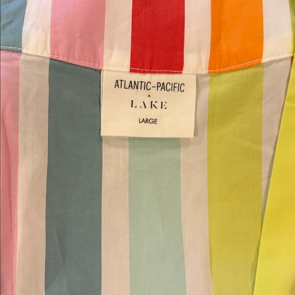 Lake Pajamas x Atlantic Pacific Bell Robe in Rainbow Stripe SZ L NWOT - Picture 5 of 5